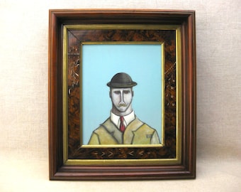 Classical Male Portrait Painting, Original Framed Wall Art Home Décor