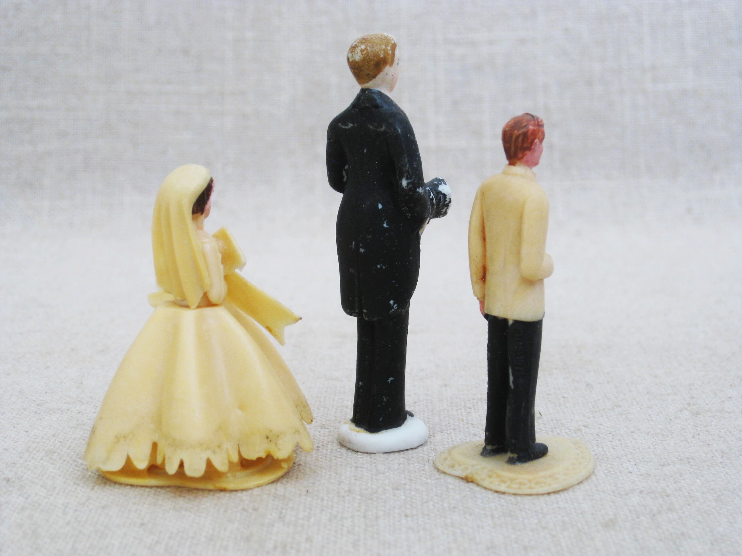 Vintage Wedding Cake Topper Miniature Bride and Groom Nostalgic MidCentury Marriage Décor