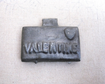 Vintage Pewter Valentine Ice Cream Mold, 1046 E & Co NY Love Letter Envelope Rare