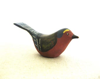 Vintage Folk Art Bird Carving Sculpture, European Swedish Ornithology Figurine