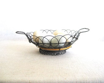 Vintage Wire Egg Basket French Wire Style European Country Farm Décor