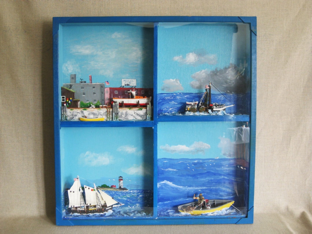 Vintage Folk Art Nautical Sculpture Diorama Shadow Box Etsy