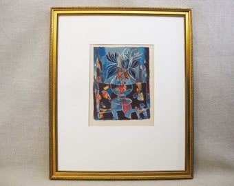 Still Life Lithograph, Vintage Fine Art Print, Original Tony Agostini, Framed Wall Décor French Artist