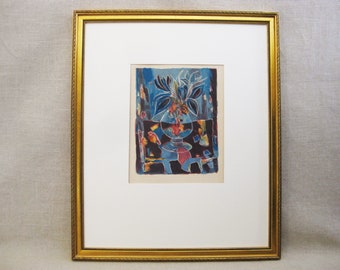 Vintage Still Life Lithograph Fine Art Print Tony Agostini French Artist Framed Original Fine Art