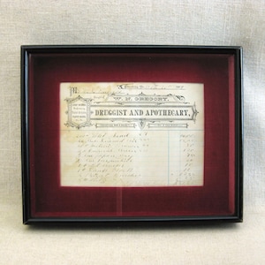 Antique Framed Pharmaceutical Documents, 1884 Original Medical Collectibles, Science Wall Art Doctor Décor