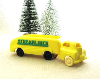 Vintage Reliable Toy Truck Hauler, Plastic Mid-Century Holiday and Christmas Village Décor