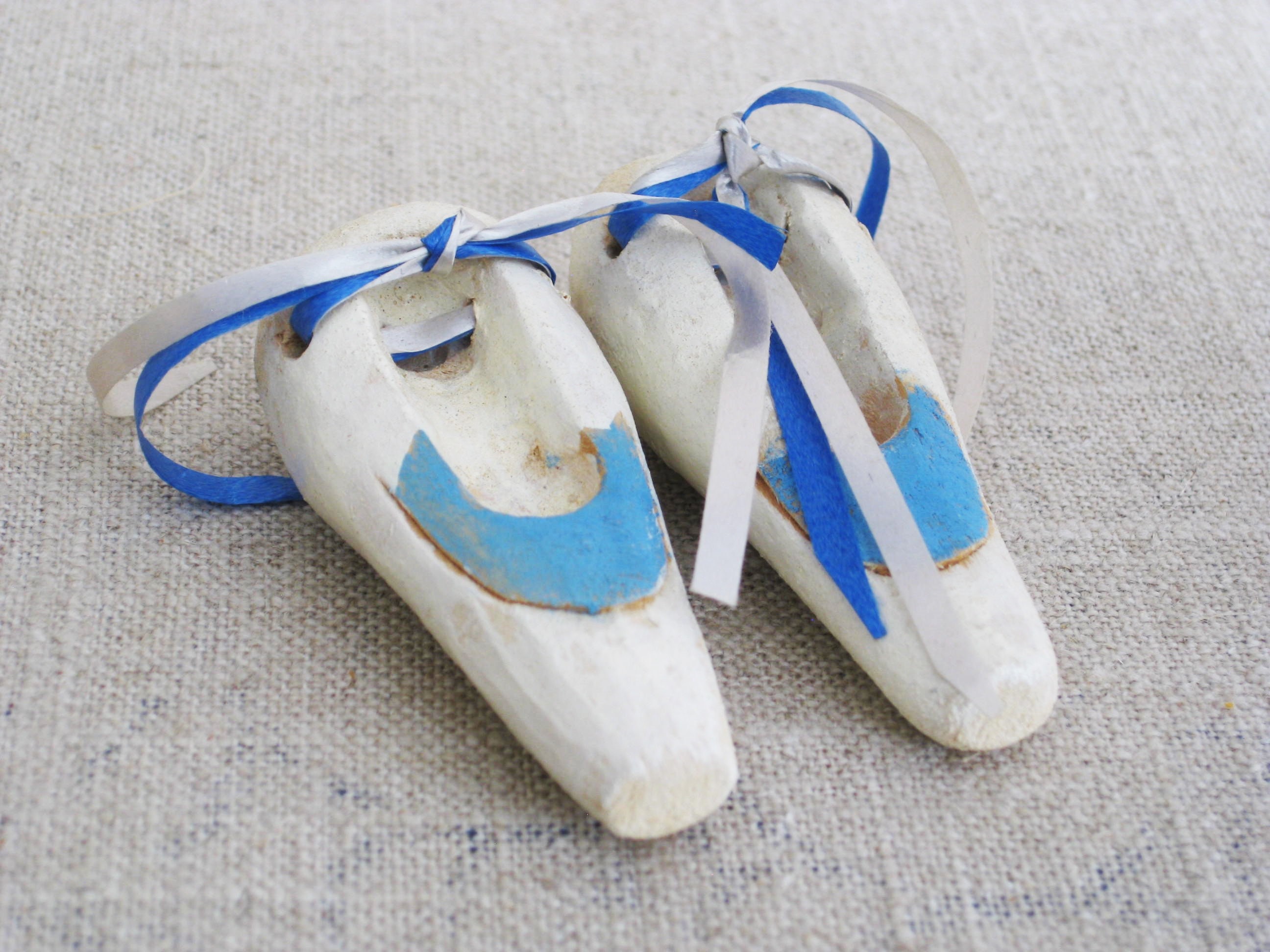 RESERVED M Vintage Miniature Shoes, Elf Shoes, Folk Art Christmas