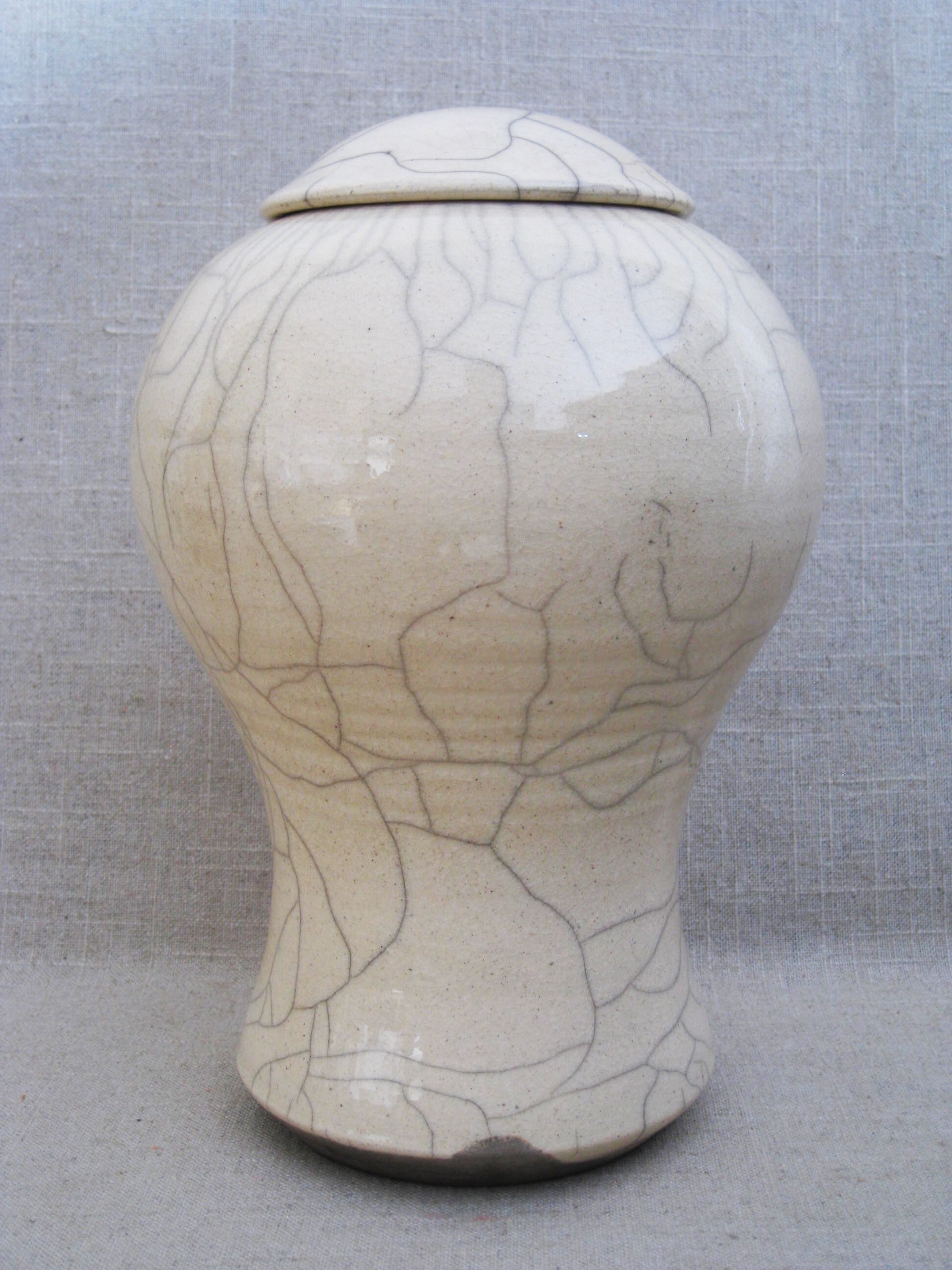 Vintage Ceramic Lidded Vessel Raku Fine Art Pottery Organic and Rustic