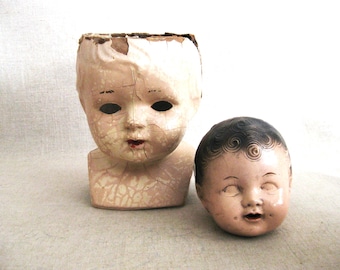 Vintage Composite Doll Heads Creepy, Female, Parts and Supplies