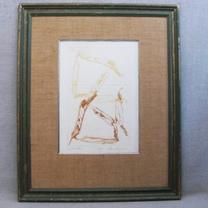 Rustic Leaf Engraving, Framed Original Vintage Wall Art Modern Farm Cabin Home Décor