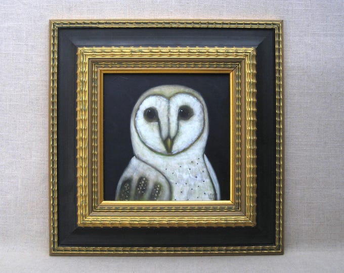 Featured listing image: Barn Owl Portrait Painting, Birds of Prey Wildlife Nature Painting