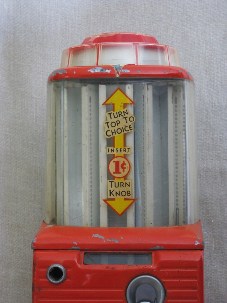 Vintage Penny Coin Operated Candy Vending Machine MidCentury Etsy