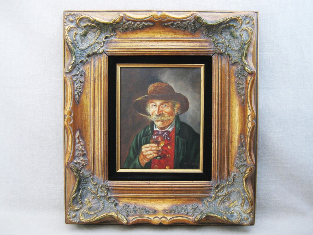 Antique European Male Portrait Oil Painting, Original Framed Wall Art