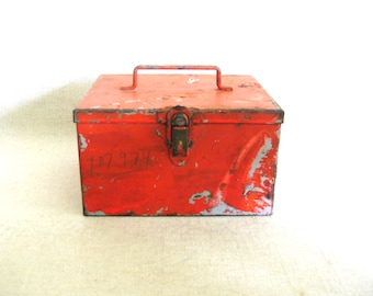 Vintage Metal Box, Heavy Duty Small Storage and Organization, Safety Box Home Office
