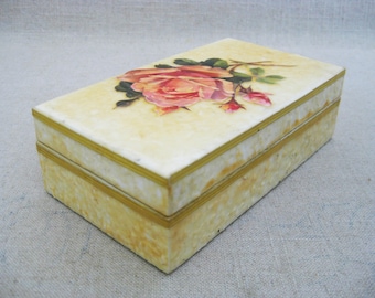 Floral Vanity Box, Feminine Desk Storage Home Office Organization Vintage Home Décor