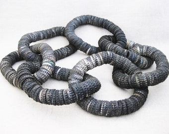 Vintage Bottle Cap Chain, 7 Links 41 inches Long, Southern Tramp Folk Art, Outsider Home Décor