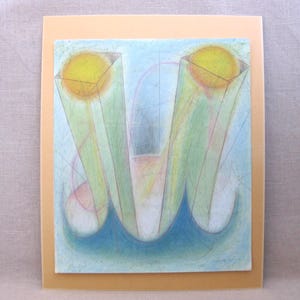 Vintage Colored Pencil Drawing, by PR Artist, Hernand Marcado, 1995. Acquired direct from artist, San Juan, Puerto Rico. Incredible detail architectural influence. Latin American work on paper. Signed, Dated.  graphite pencil and colored pencils