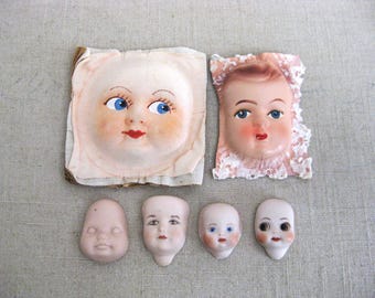Vintage Bisque Doll Face Cabochon Arts and Crafts Supplies