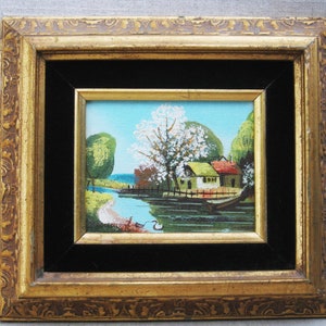 Original Landscape Oil Painting, Framed Original Wall Art, Small European Style Home Décor