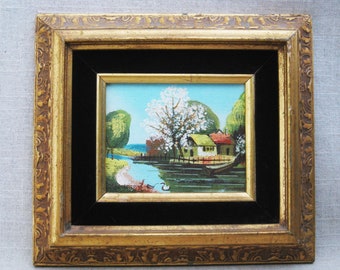 Original Landscape Oil Painting, Framed Original Wall Art, Small European Style Home Décor