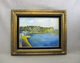 European Seaside Landscape Oil Painting, Original Framed Fine Art, Signed Vorsatz