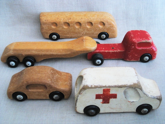 Vintage Antonio Vitali Wooden Toy Car Set, Creative Playthings - Etsy