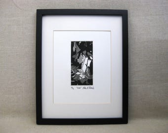 Vintage Abstract Engraving, Contemporary Modern Framed Original Fine Art Print