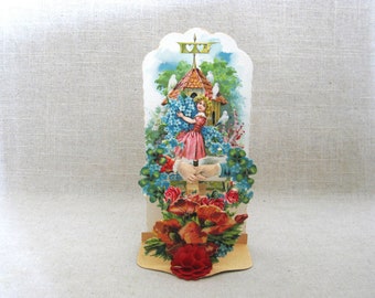 Vintage Pop-up Valentines Day Card Antique German Victorian Style Honeycomb Gift of Love