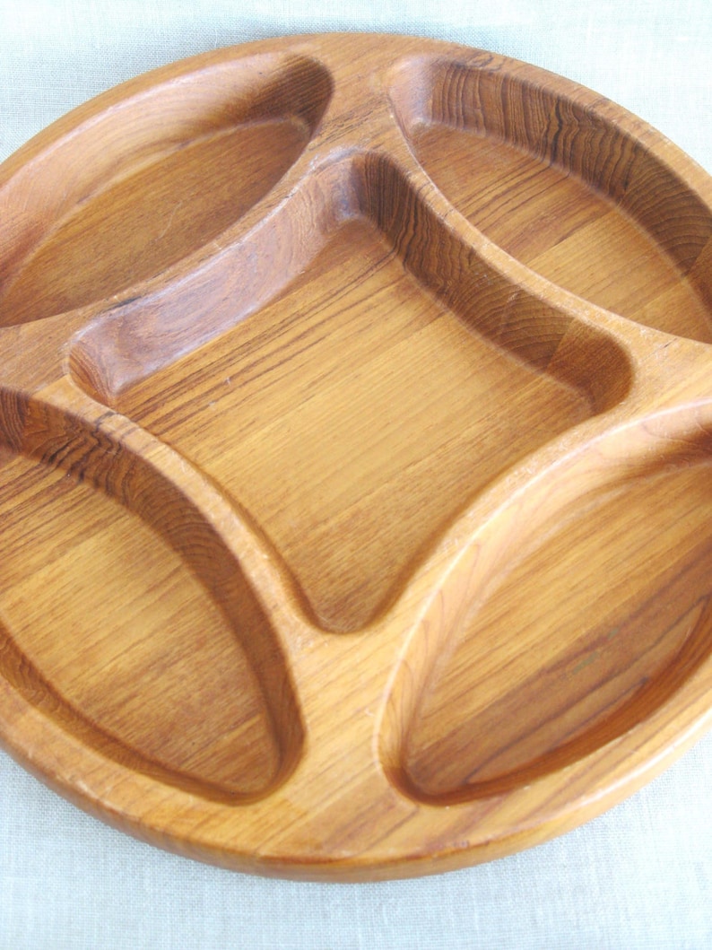 Vintage Dansk Divided Wooden Serving Bowl Snack Tray JHQ Etsy