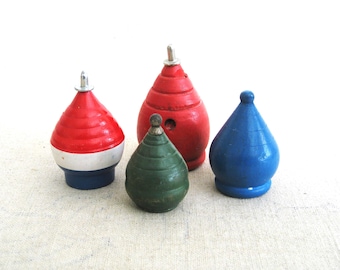 Wooden Top Toy Collection, Colorful Man Cave and Vintage Nursery Décor