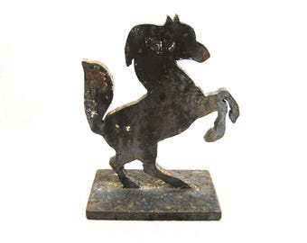 Primitive Metal Horse Sculpture, Brutalist Folk Art Statue, Hand Forged Wrought Iron