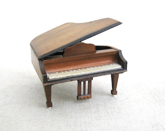 Vintage Miniature Piano Dollhouse Musical Instrument, Shackman Music Box Wooden Toys