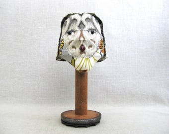 Folk Art Female Bust Figure Sculpture Fiber Textile Arts Rustic Primitive Home Décor