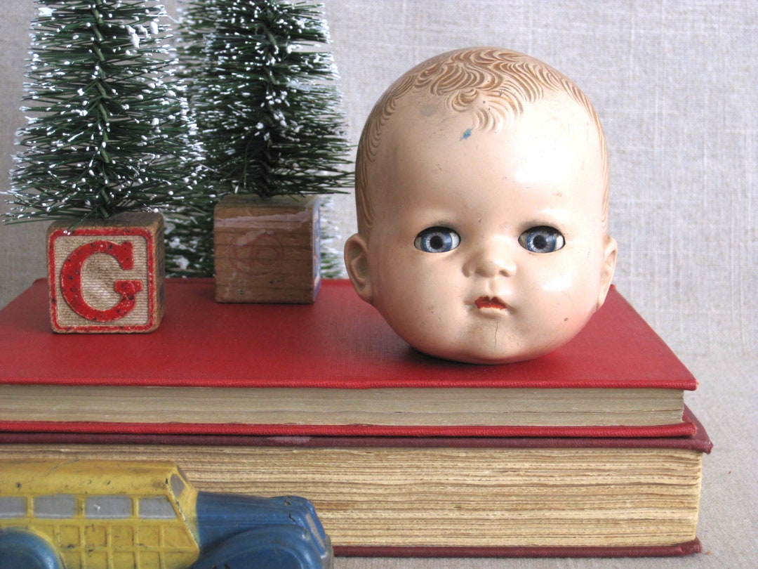 Vintage Plastic Doll Head, Doll Parts and Supplies Etsy