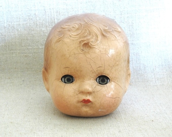 Vintage Composite Doll Head, Effanbee Blue Sleepy Eye Male, Patsy Baby Mid-Century Toys