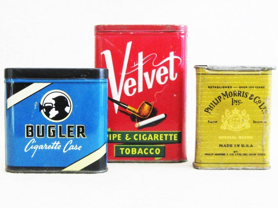 Vintage Tobacco Tins Collection, Small Metal Storage Box, Home Office  Organization