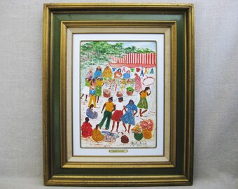 Vintage Portrait Painting, Street Scene, Beatrix Briceno, Latin American Art