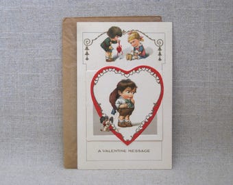 Vintage Valentines Day Postcard with Flip Front Germany 1900s Rare in Original Envelope Gift of Love