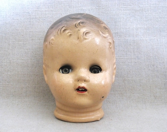 Vintage Composite Doll Head, Blue Sleepy Eye Male, Mid-Century Toys
