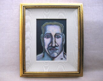 Framed Male Portrait Painting, Original Wall Art, Masculine Wall Art Home Décor