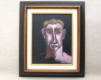 Original Male Portrait Painting Framed Contemporary Fine Art Unusual Paintings of Men