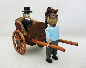 Folk Art Figural Sculpture, Vintage Male Portrait, Rustic Wood Carvings Primitive Cabin Home Décor