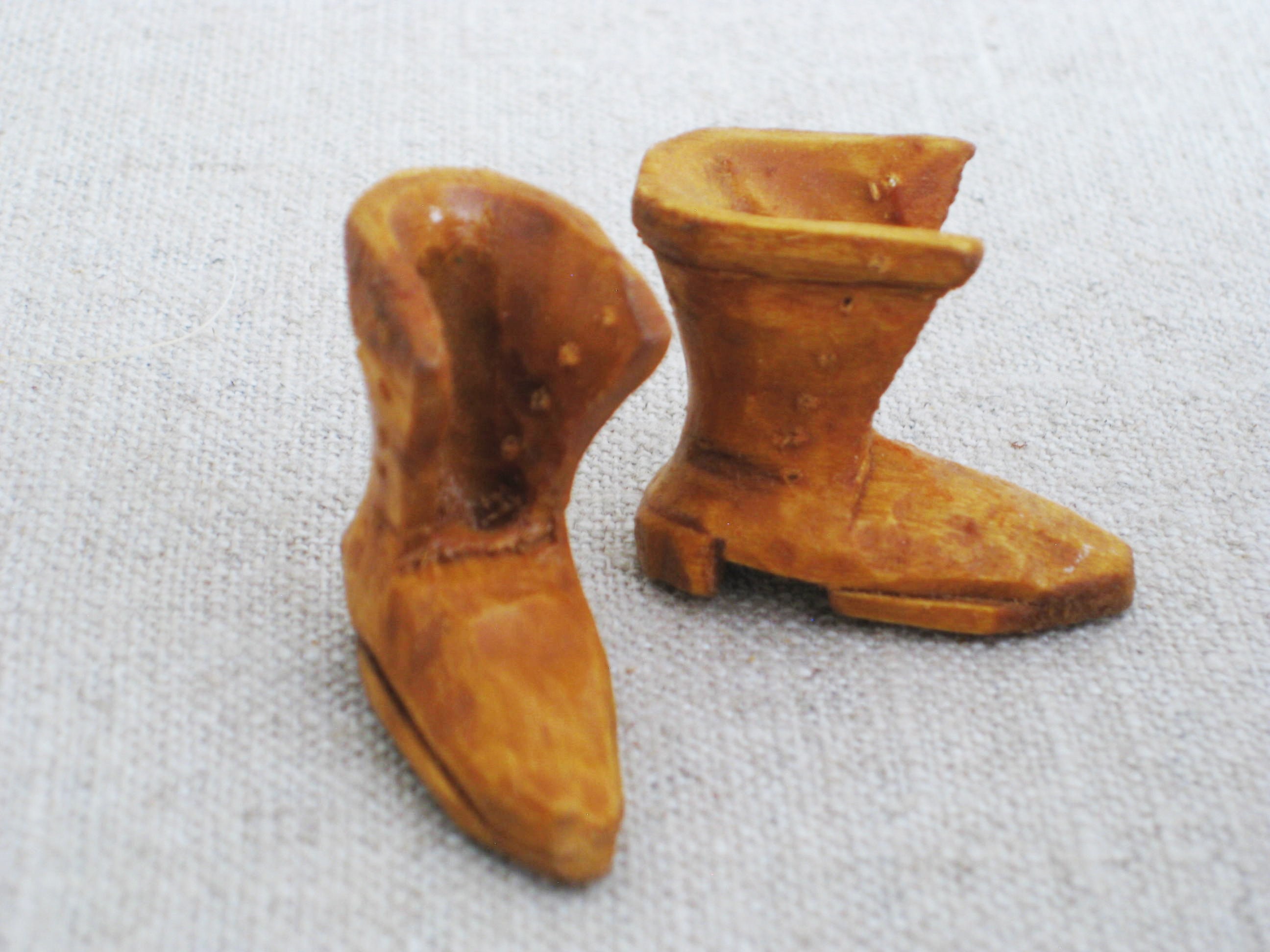 Vintage Miniature Boots, Wood Folk Art Carving Sculpture, Tree ...