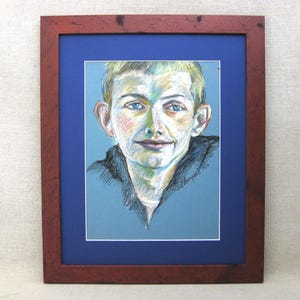 Modern Original Male Portrait Drawing, Original Mid-Century Framed Wall Art Housewarming Present