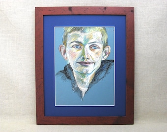 Modern Original Male Portrait Drawing, Original Mid-Century Framed Wall Art Housewarming Present
