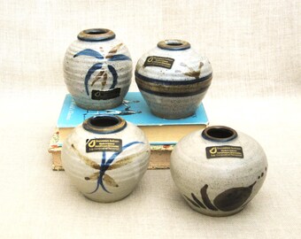 Studio Pottery Bud Vases, Stoneware Jackson, Irish Fine Art Ceramics, Vintage Rustic Cabin Décor Wedding Gift