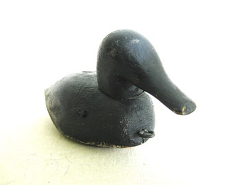 Primitive Duck Decoy Folk Art Carving Sculpture, Wooden Birds Vintage Rustic Cabin Home Décor Outdoorsman Gift
