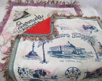 Vintage Souvenir Pillow Cover, Puerto Rico Bermuda Islands Tropical Home Décor Gift