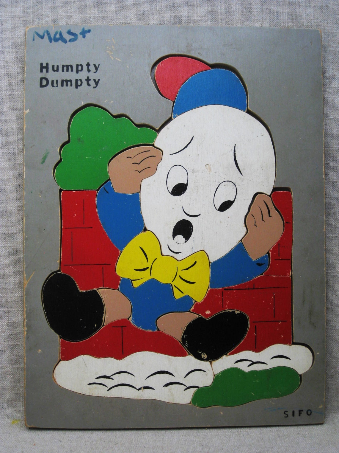 Vintage Humpty Dumpty Wooden Jigsaw Puzzle Childrens Toys Etsy