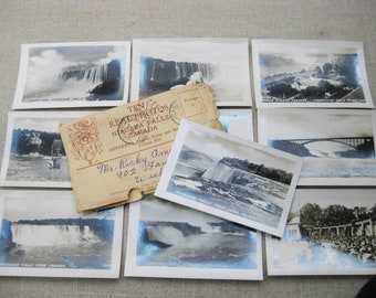Niagara Falls Miniature Photo Pack, Vintage Souvenir Collection Group of 10 Black and White Photography Travel Gifts